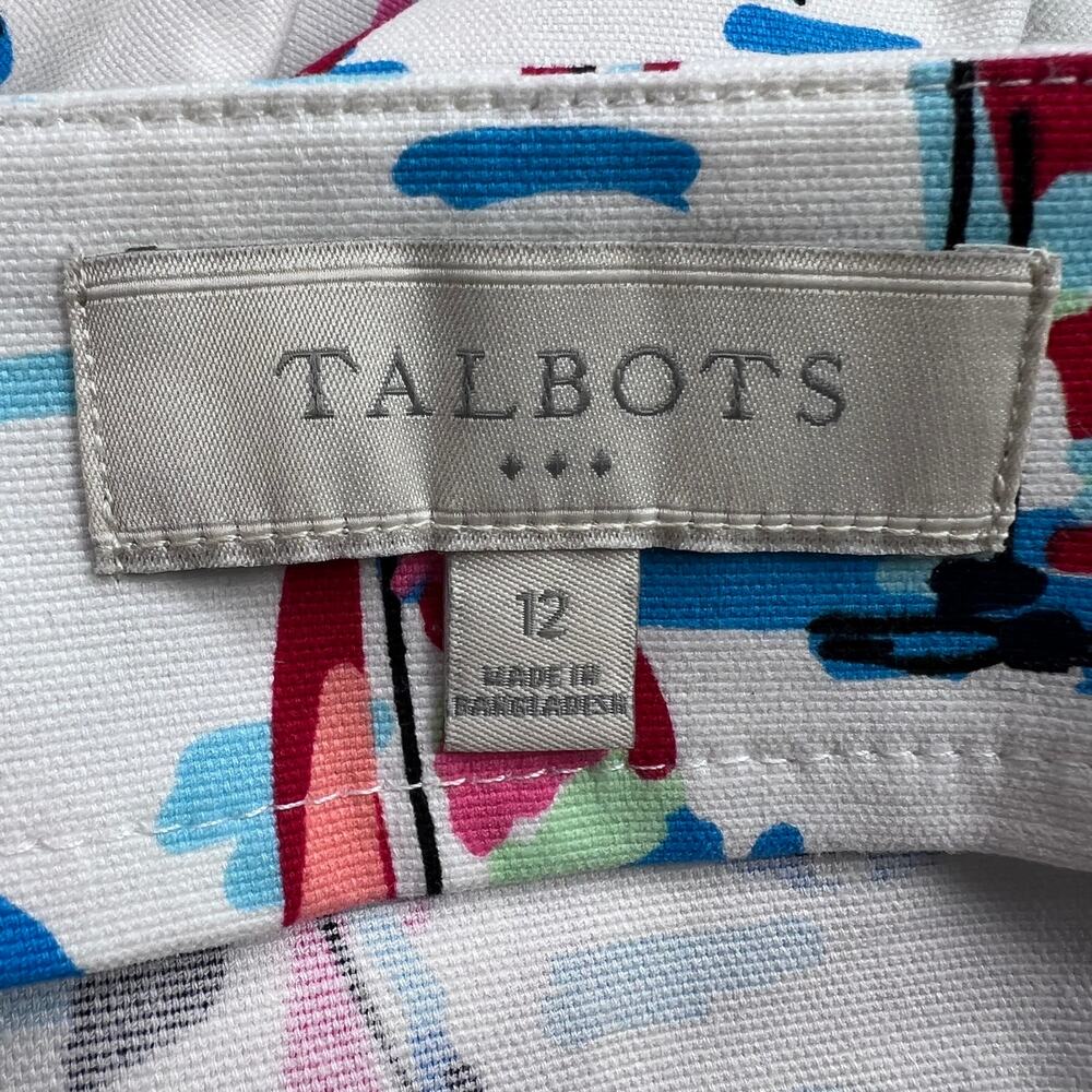 Talbots Sailboat Print Canvas Twill A-Line Skirt White Nautical Summer Size 12 - Picture 5 of 9